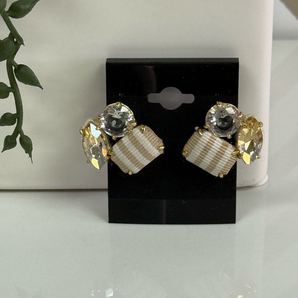J Crew Crystal Cluster Fabric Earrings